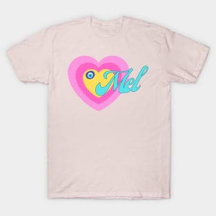 Mel in Colorful Heart Illustration T-Shirt